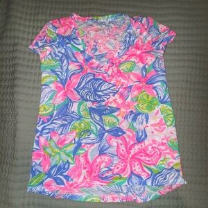 Lilly Pulitzer Etta Top Havana Cocktail Shirt Women's size XXS. GUC